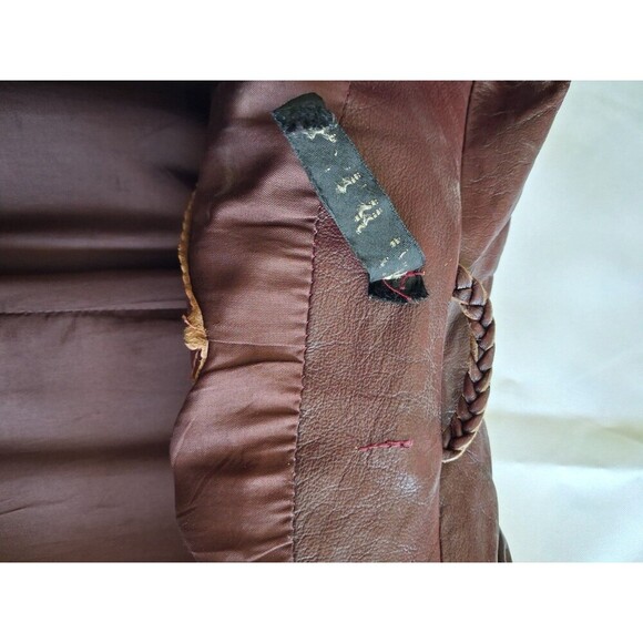 VINTAGE 1970'S Europe Craft Import, Long Jacket, Burgundy, Size 40, Many Pockets - Picture 13 of 16